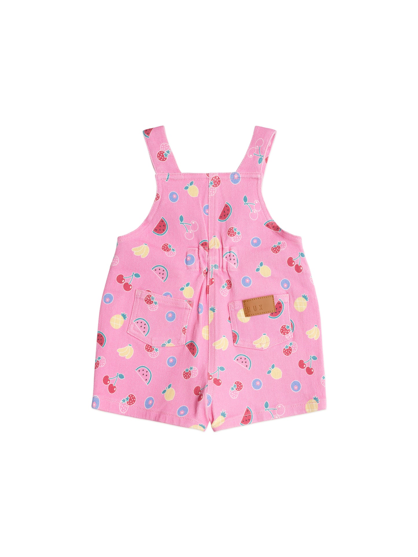 Huxbaby Pink Fruit Emoji Short Overalls Begonia Pink