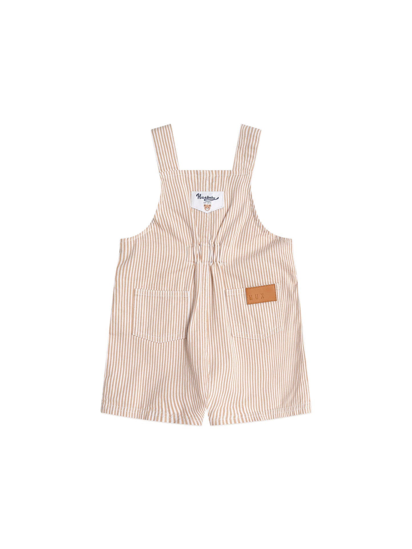 Huxbaby Sandbox Stripe Short Overalls Sand / Almond Milk