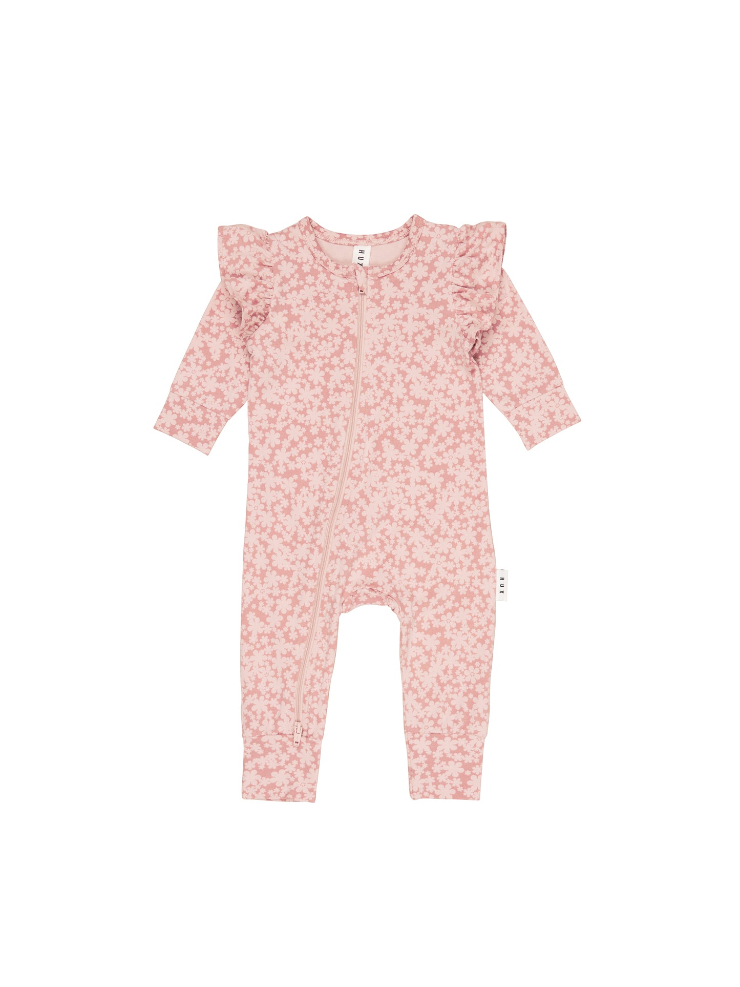 Huxbaby Smile Floral Zip Romper Dusty Rose