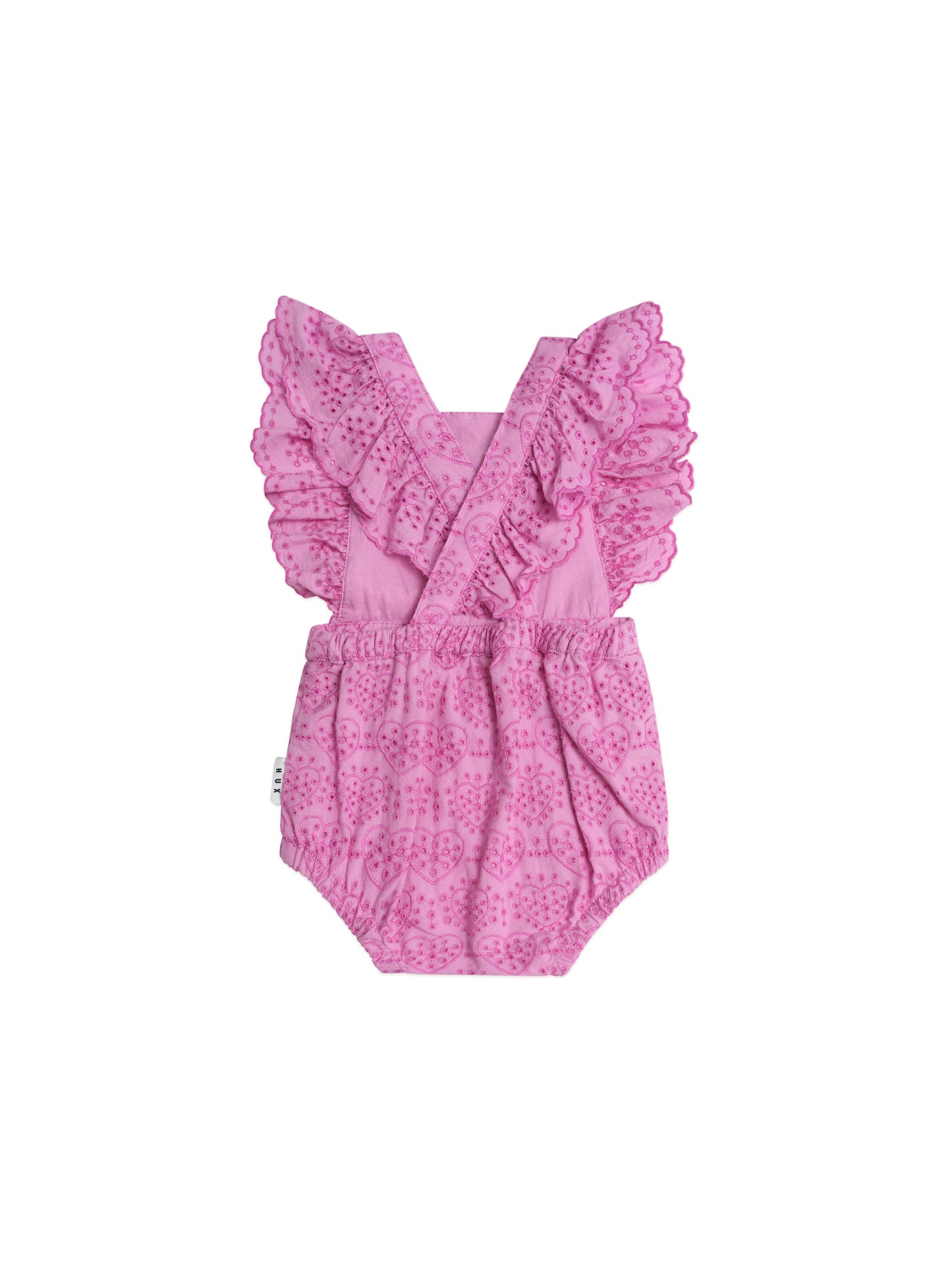 Huxbaby Frilly Broderie Playsuit Magenta