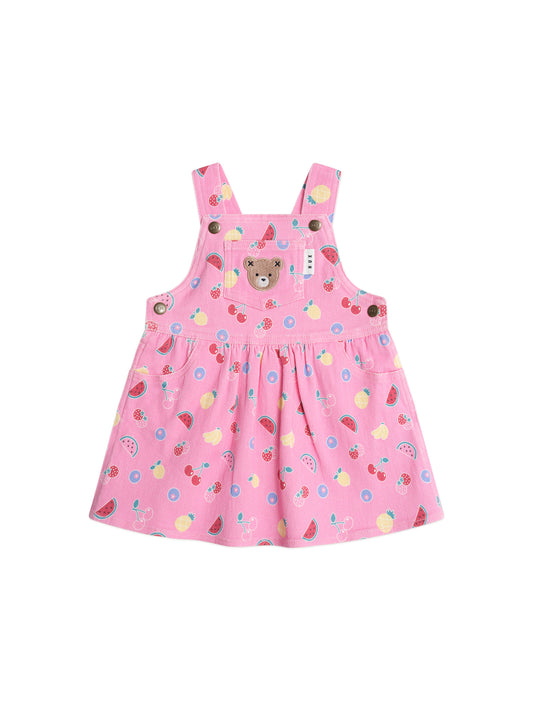 Huxbaby Pink Fruit Emoji Pinafore Dress Begonia Pink