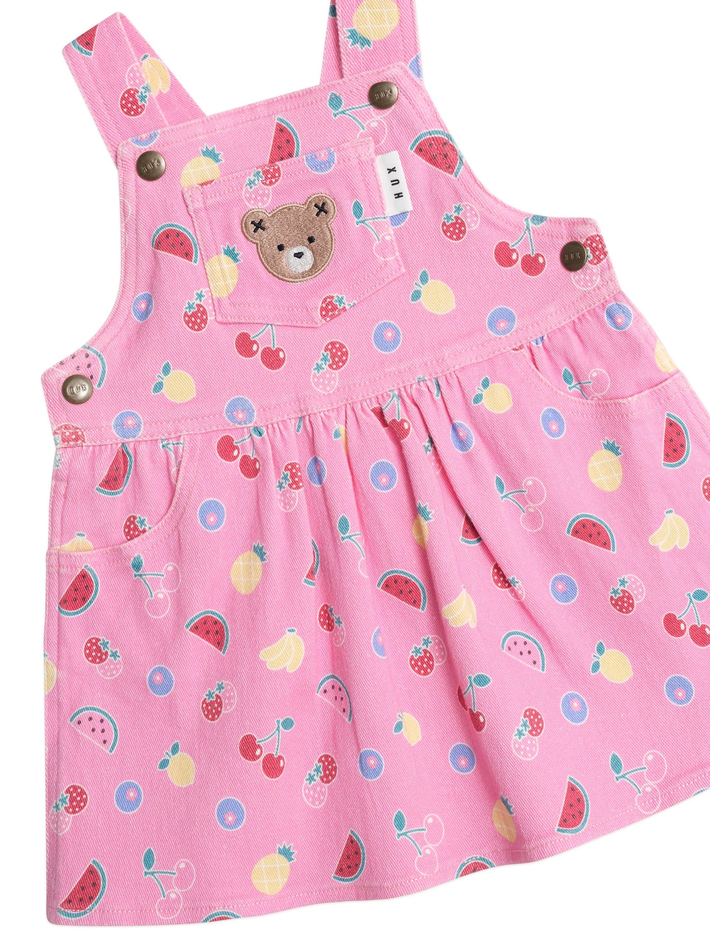 Huxbaby Pink Fruit Emoji Pinafore Dress Begonia Pink