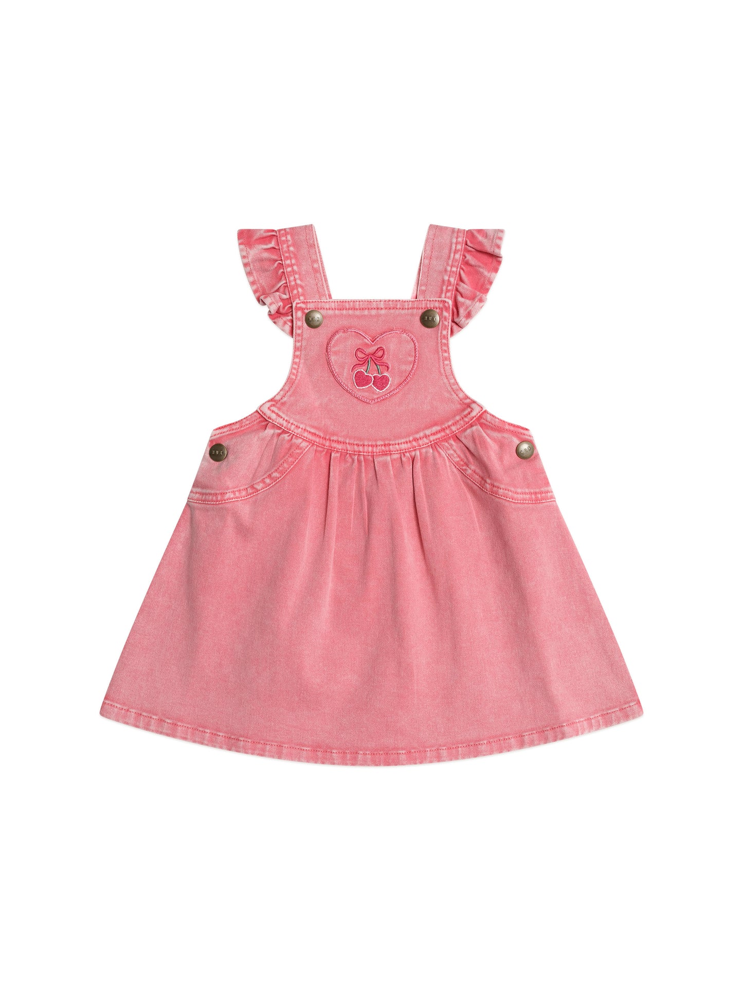 Huxbaby Cherry Heart Vintage Pinafore Dress Apricot