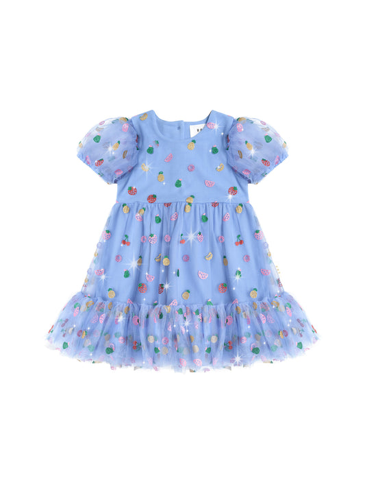 Huxbaby Fruit Salad Puff Sleeve Tulle Dress Seaside