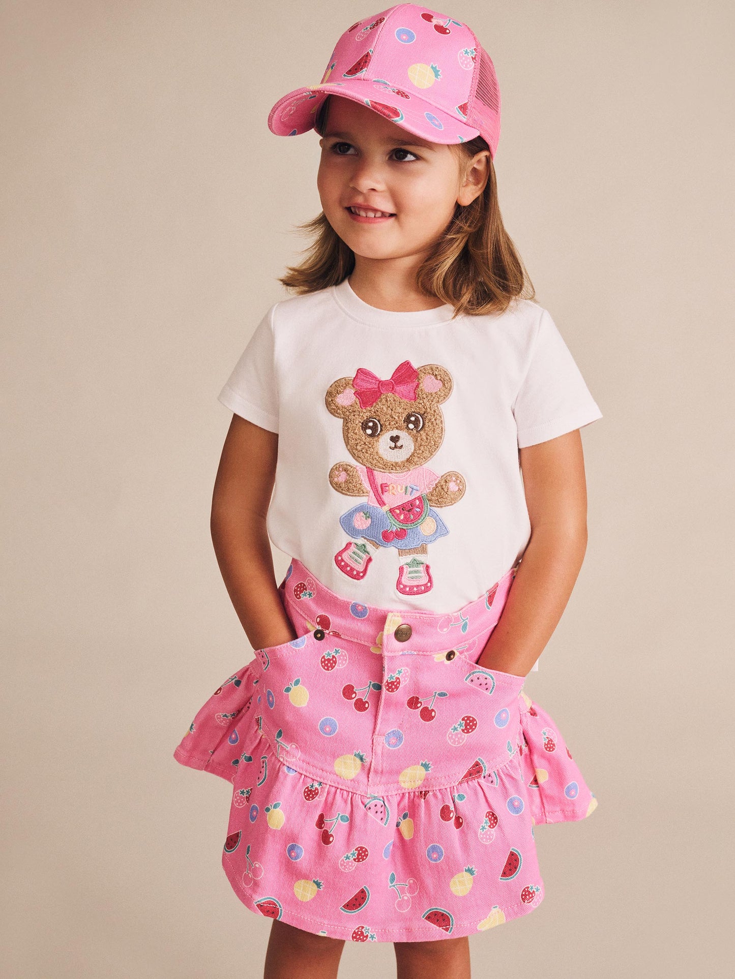 Huxbaby Pink Fruit Emoji Frilly Skirt Begonia PInk