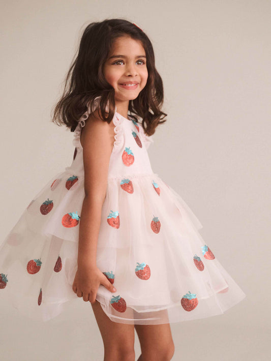 Huxbaby Sequin Strawberry Tulle Dress