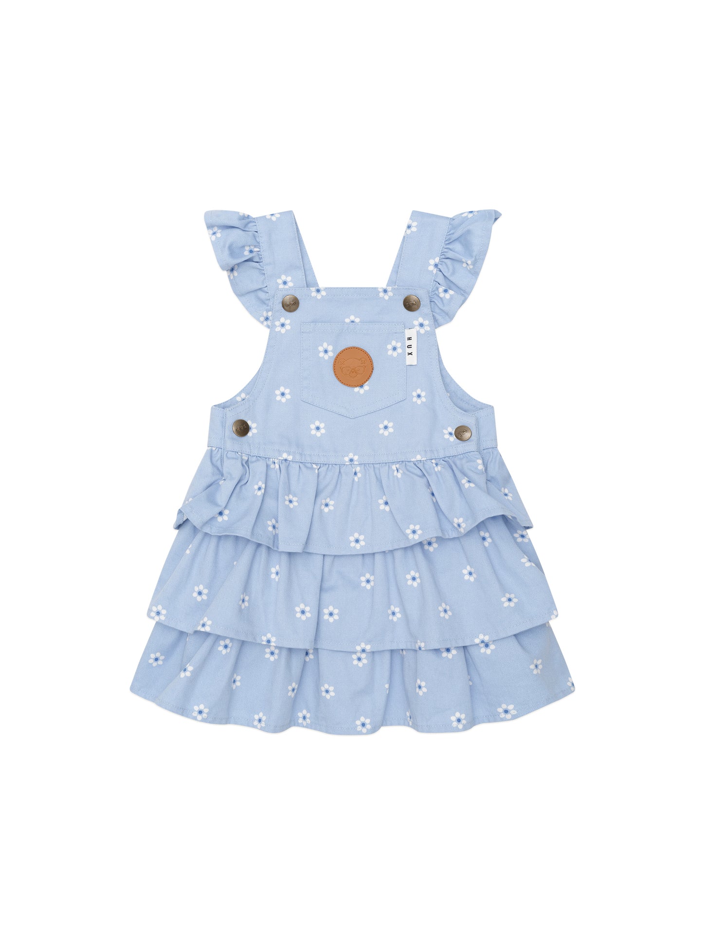 Huxbaby Ditsy Floral Tiered Dress Chambray