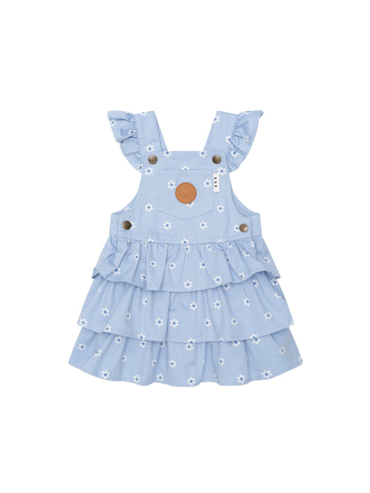 Huxbaby Ditsy Floral Tiered Dress Chambray
