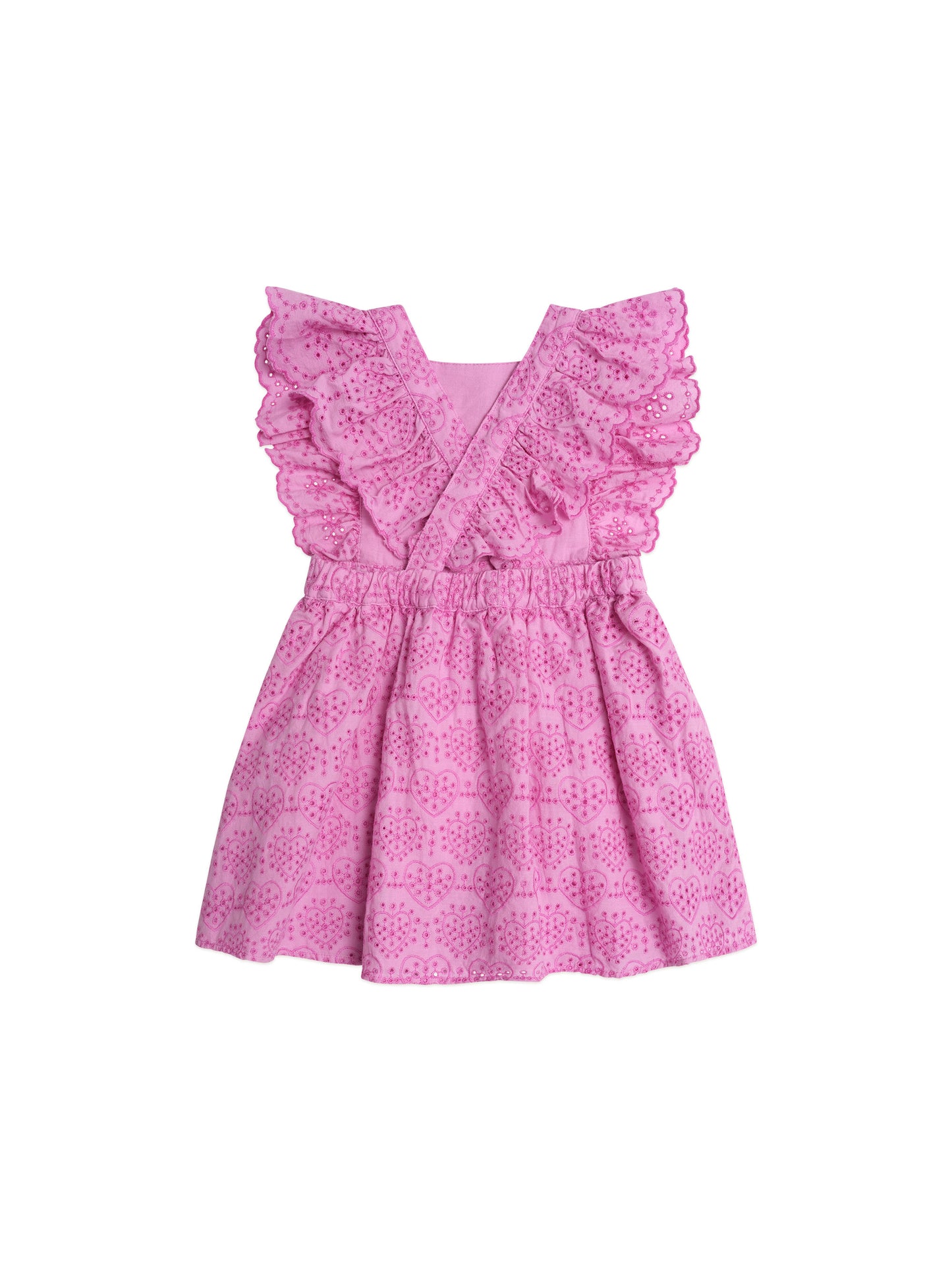 Huxbaby Frilly Broderie Pinafore Dress Magenta