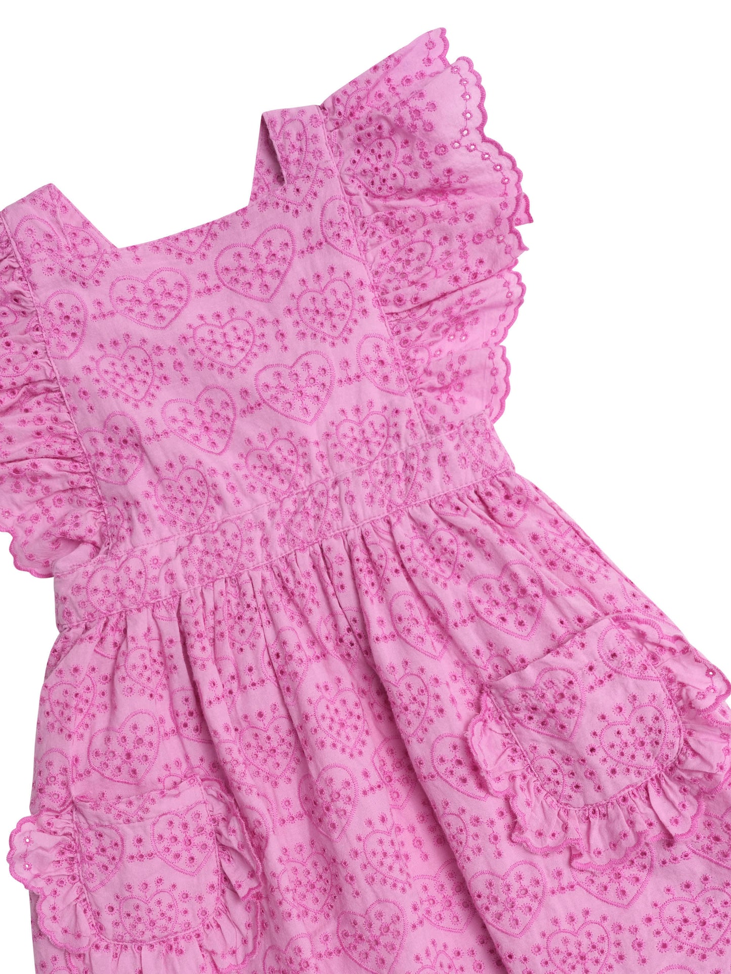 Huxbaby Frilly Broderie Pinafore Dress Magenta