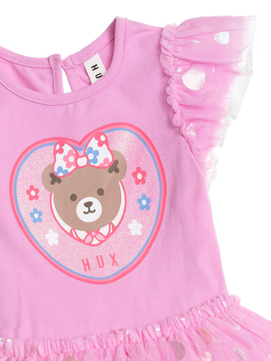 Huxbaby Party Hearts Tulle Dress Magenta