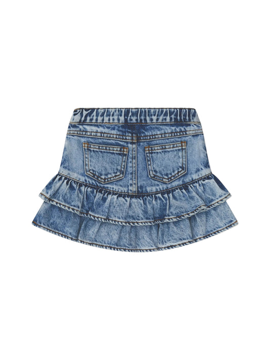 Huxbaby Dreamy Denim Tirered Skirt Denim Blue