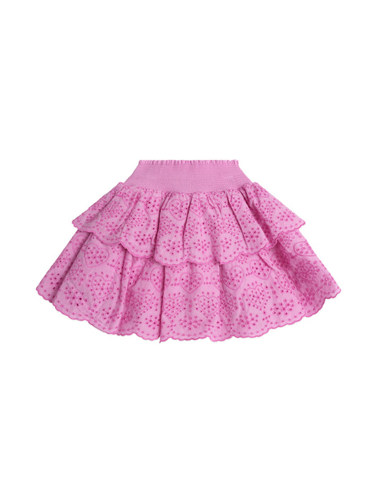 Huxbaby Tiered Broderie Skirt Magenta