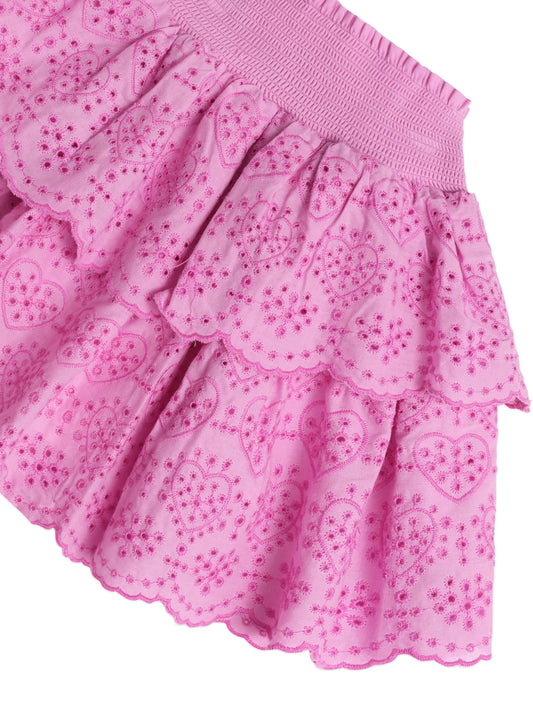 Huxbaby Tiered Broderie Skirt Magenta