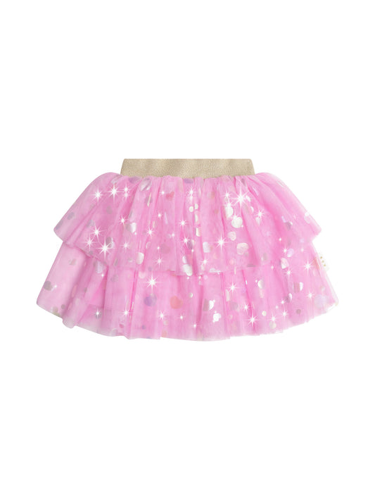 Huxbaby Party Hearts Tiered Tulle Skirt Magenta