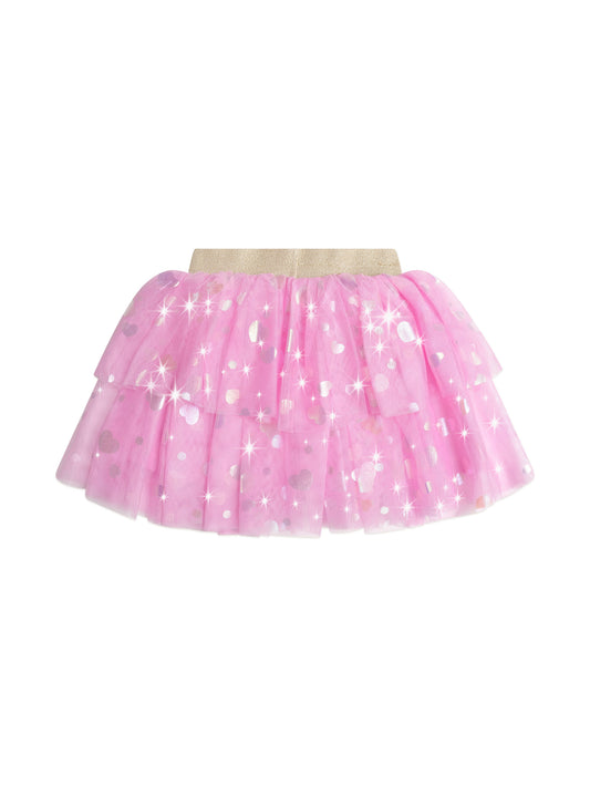 Huxbaby Party Hearts Tiered Tulle Skirt Magenta