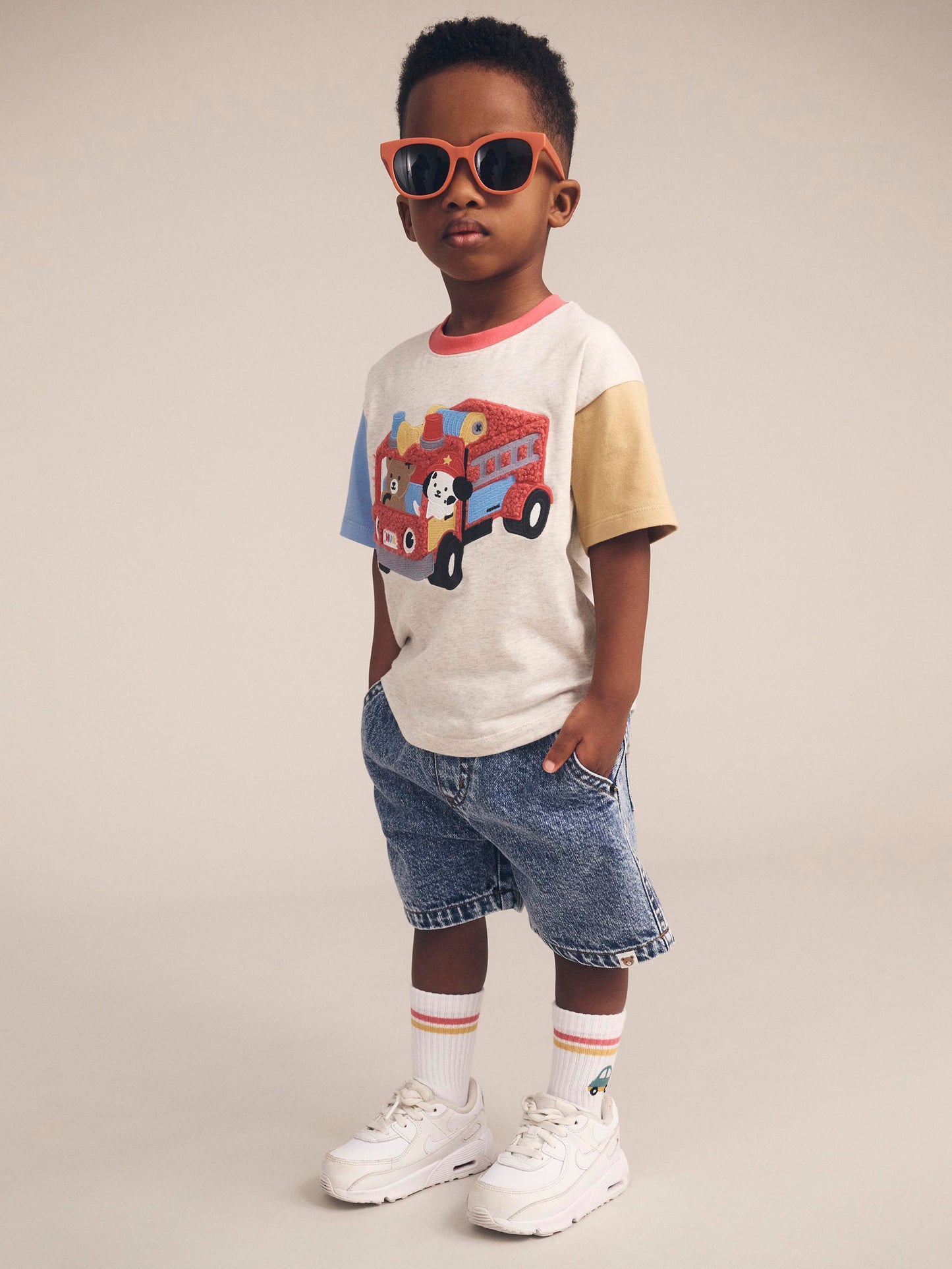 Huxbaby Fire Truck Hux T-Shirt Almond Marle