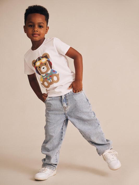 Huxbaby Pilot Huxbear Tee White