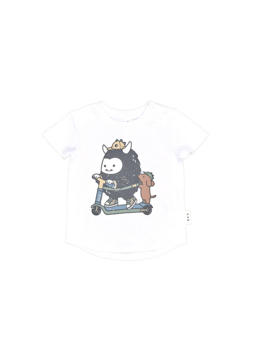 Huxbaby Scooter Monster T-Shirt White