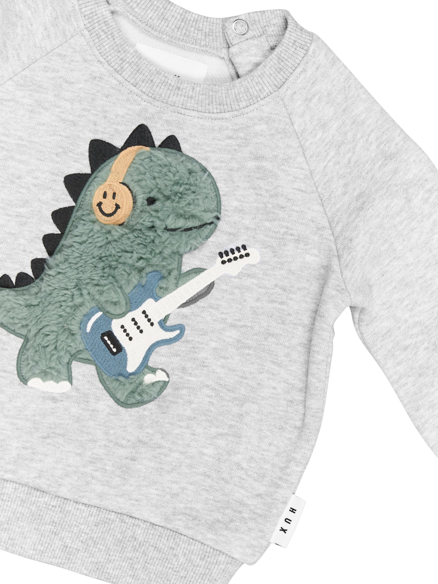 Huxbaby Furry Dino Sweatshirt Grey Marle