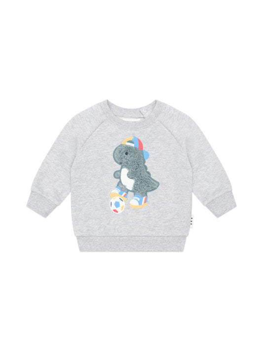 Huxbaby Soccersaurus Sweatshirt Grey Marle
