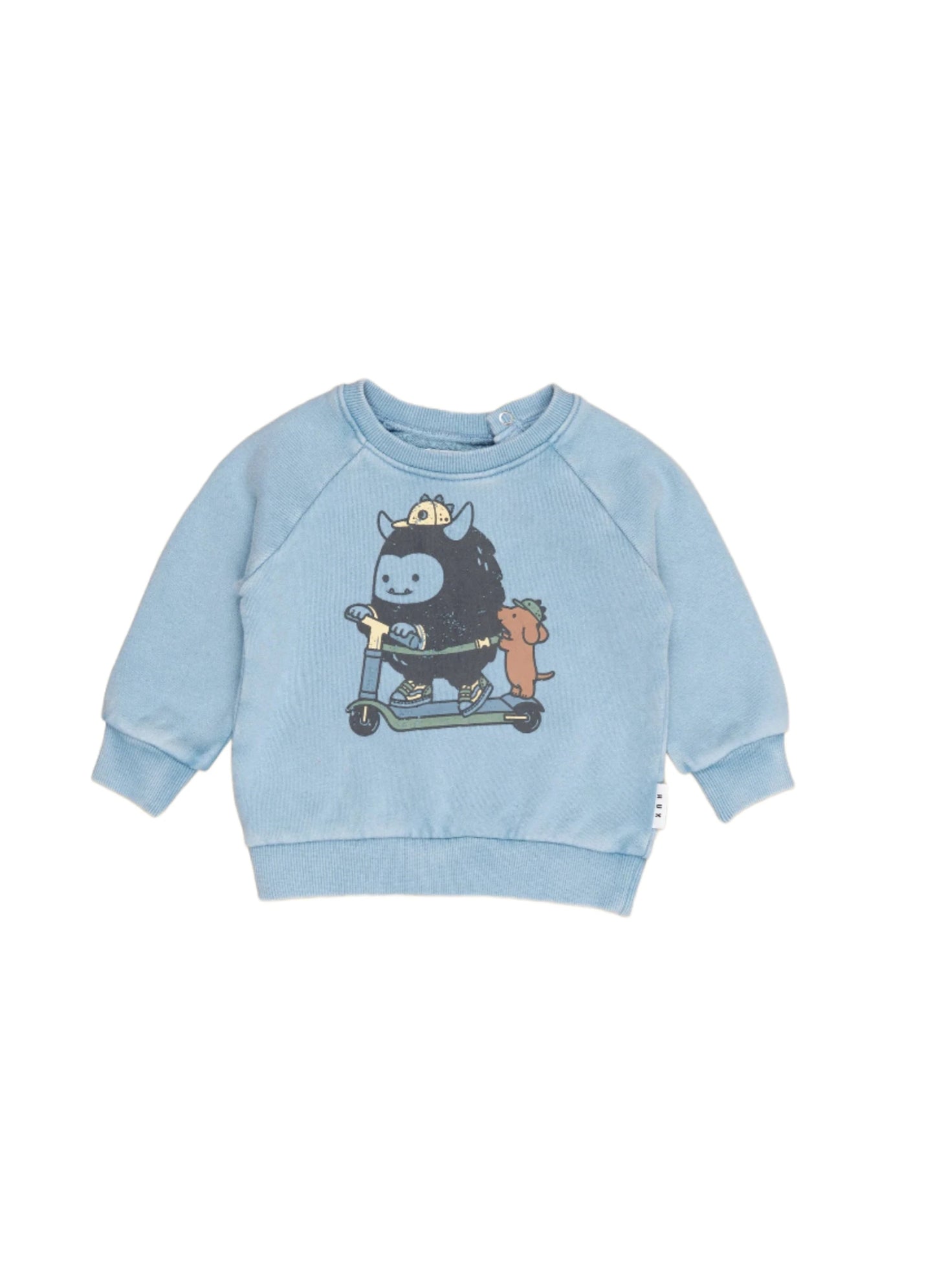 Huxbaby Scooter Monster Sweatshirt Washed Blue