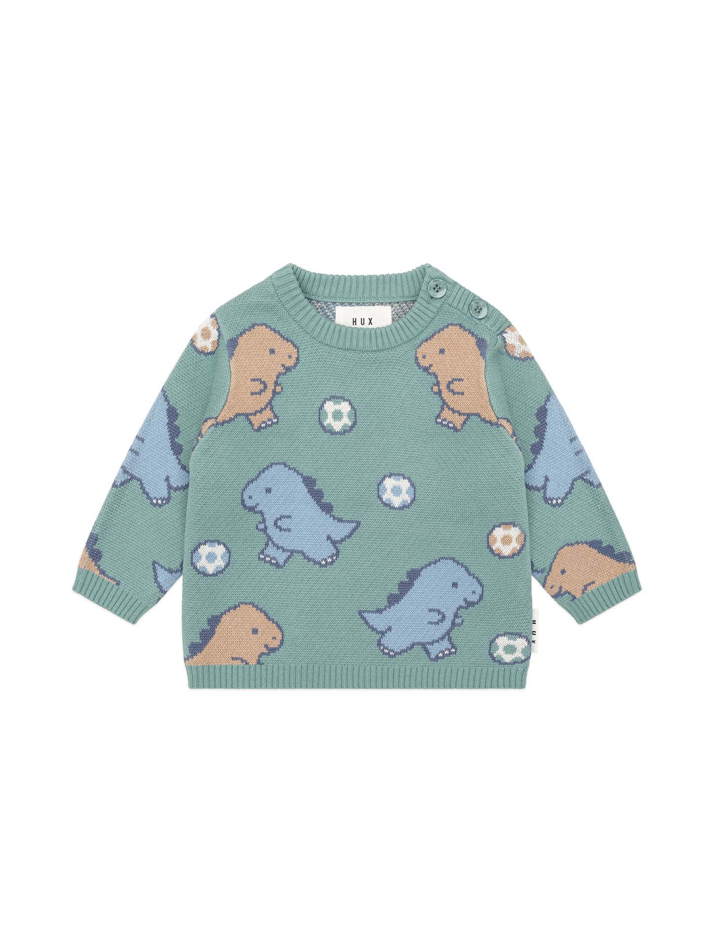 Huxbaby Dino Play Knit Jumper Sprout Green