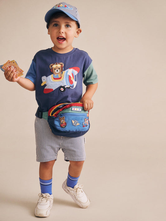 Huxbaby Classic Stripe Chino Shorts Navy / Almond Milk