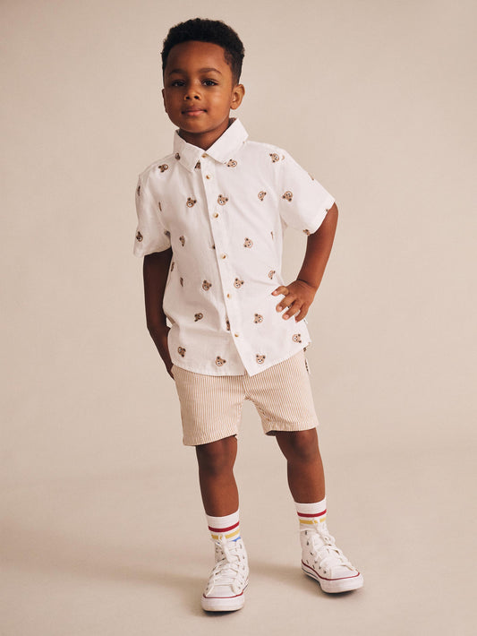 Huxbaby Sandbox Stripe Chino Shorts Sand / Almond Milk