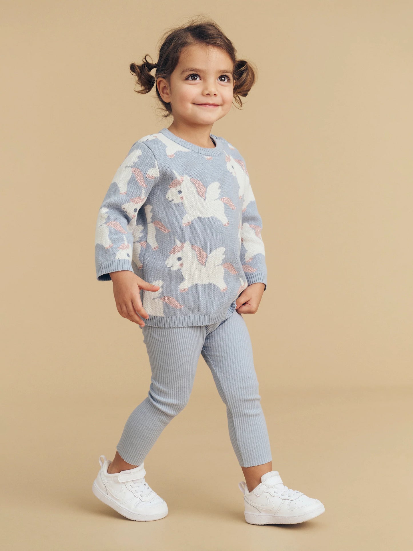 Huxbaby Magical Unicorn Knit Jumper Dusty Blue