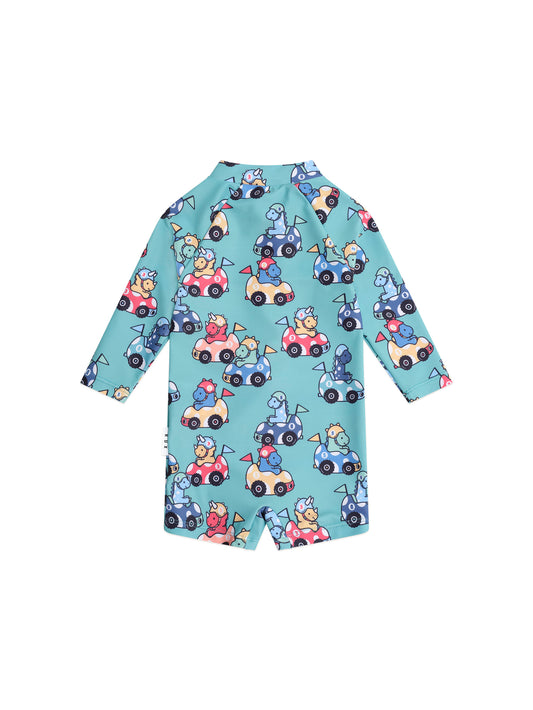 Huxbaby Racer Dino Swimsuit Shortie Granite Green