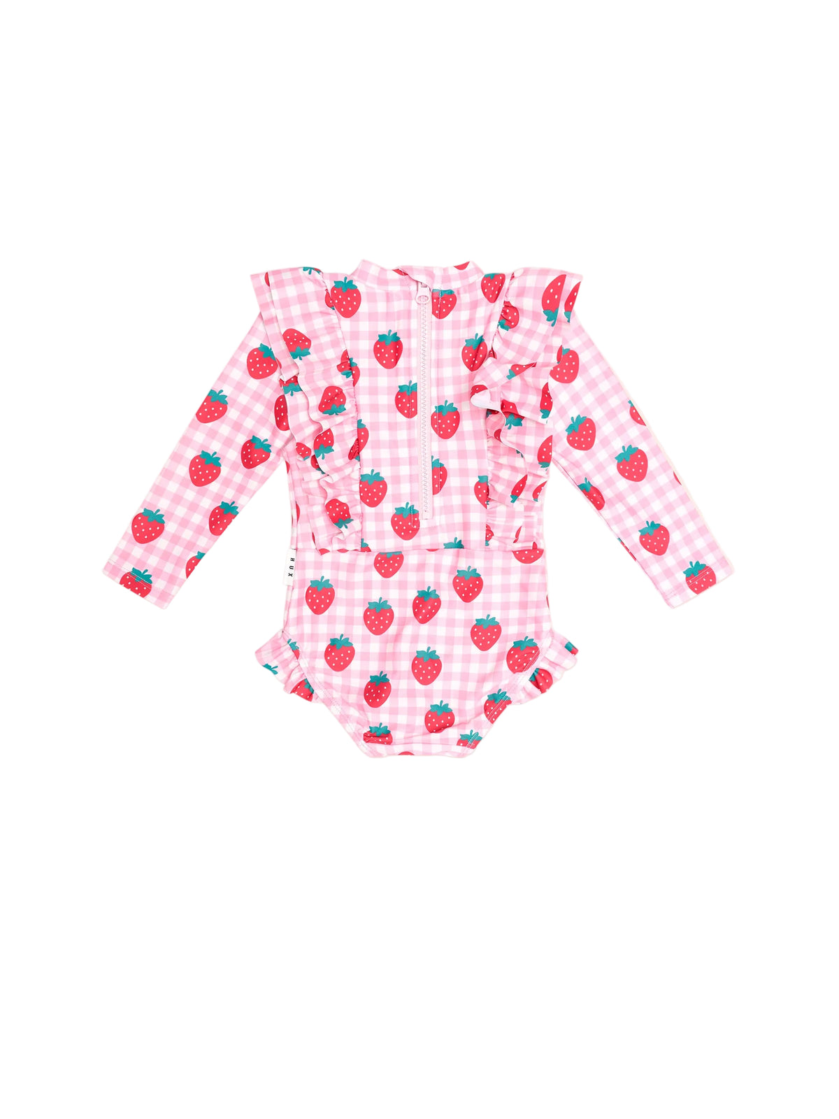 Huxbaby Strawberry Check Frill Swimsuit