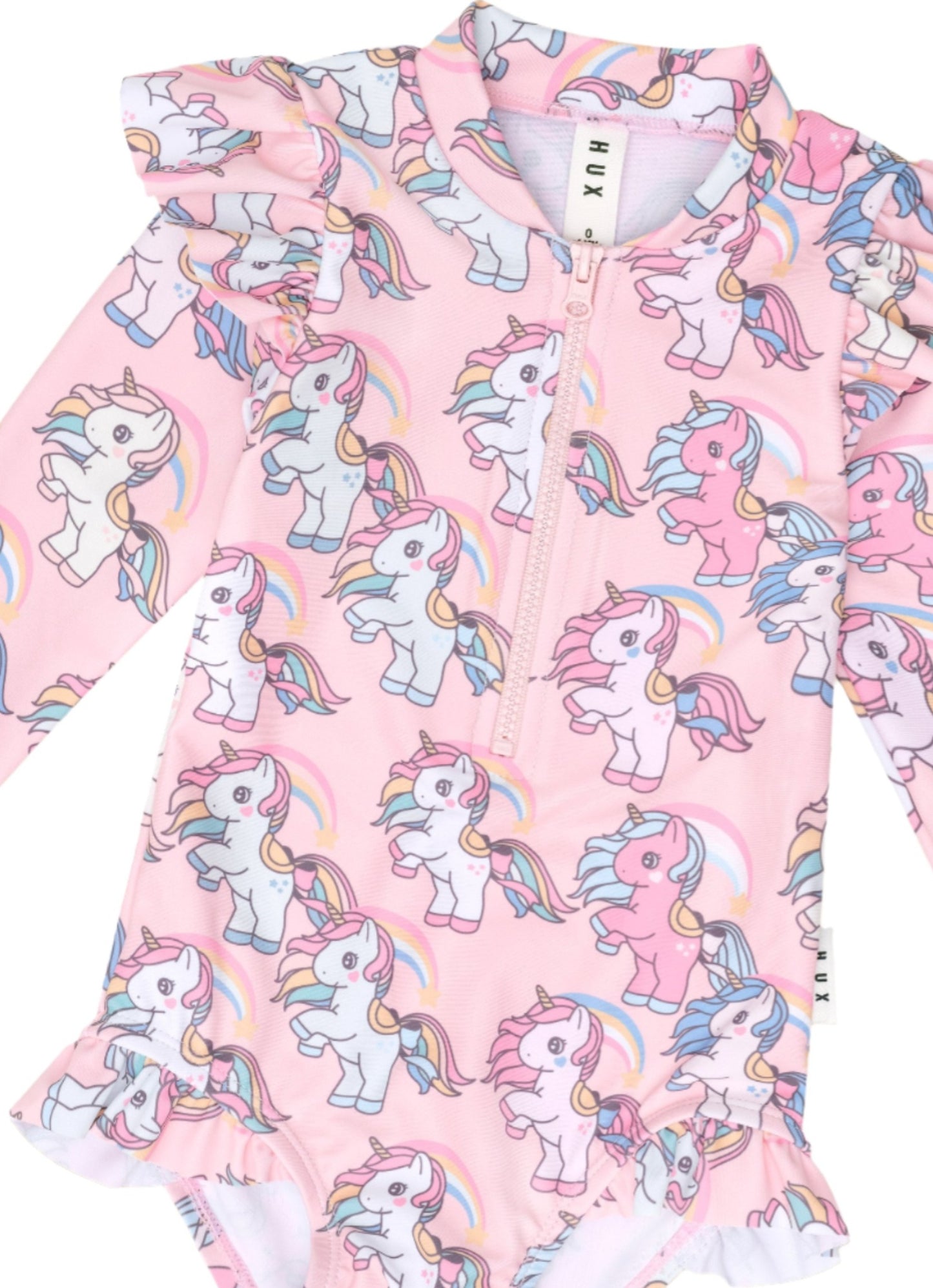 Huxbaby Rainbow Unicorn Zip Swimsuit Candy