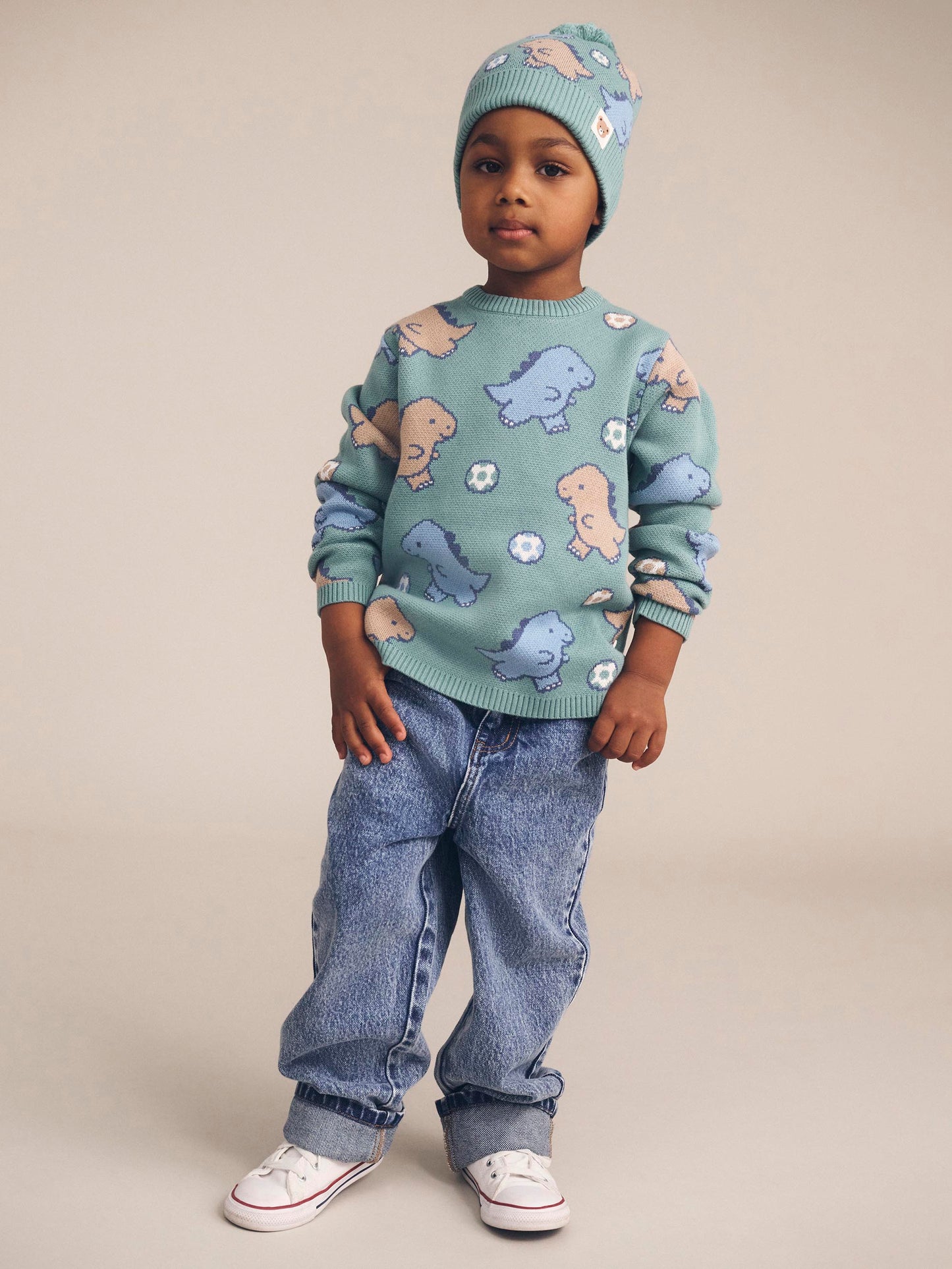 Huxbaby Dino Play Knit Jumper Sprout Green