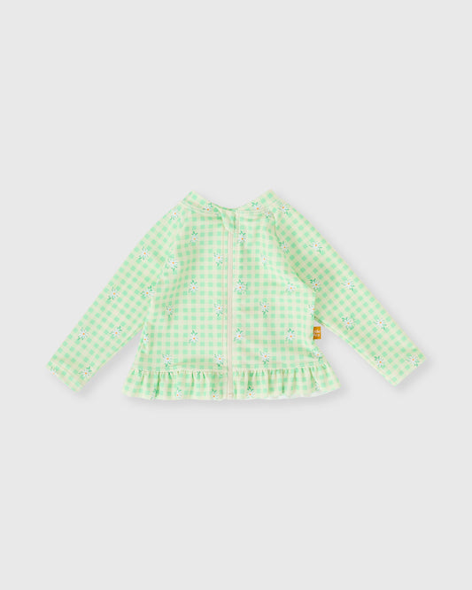 Goldie + Ace Gingham Daisy Zip Up Swim Vest