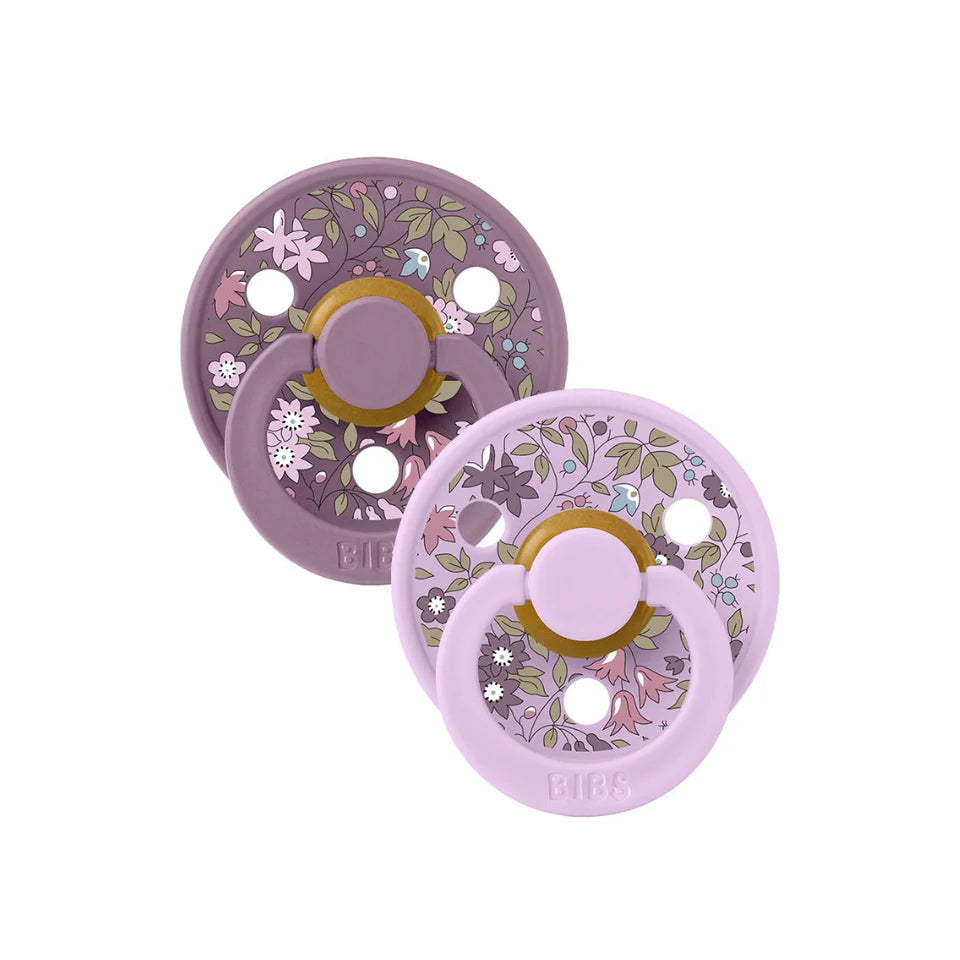 BIBS Dummies Size 2 Twin Pack Liberty Chamomile Lawn/Violet Sky