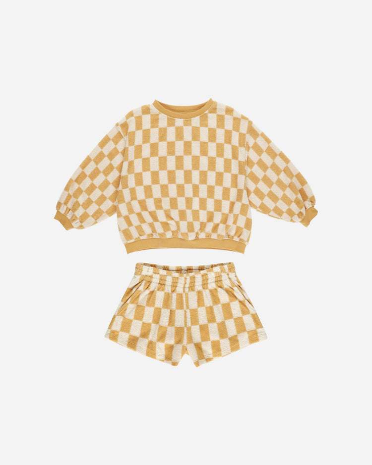 Rylee + Cru Summer Terry Set Marigold Check