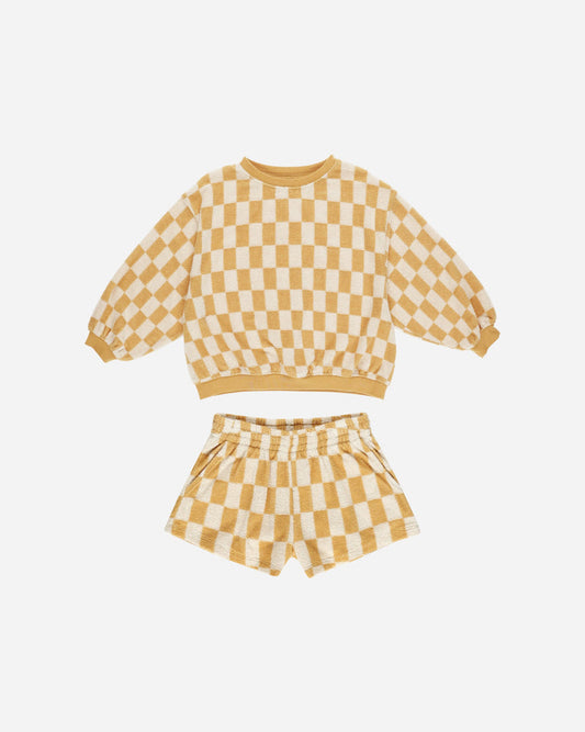Rylee + Cru Summer Terry Set Marigold Check