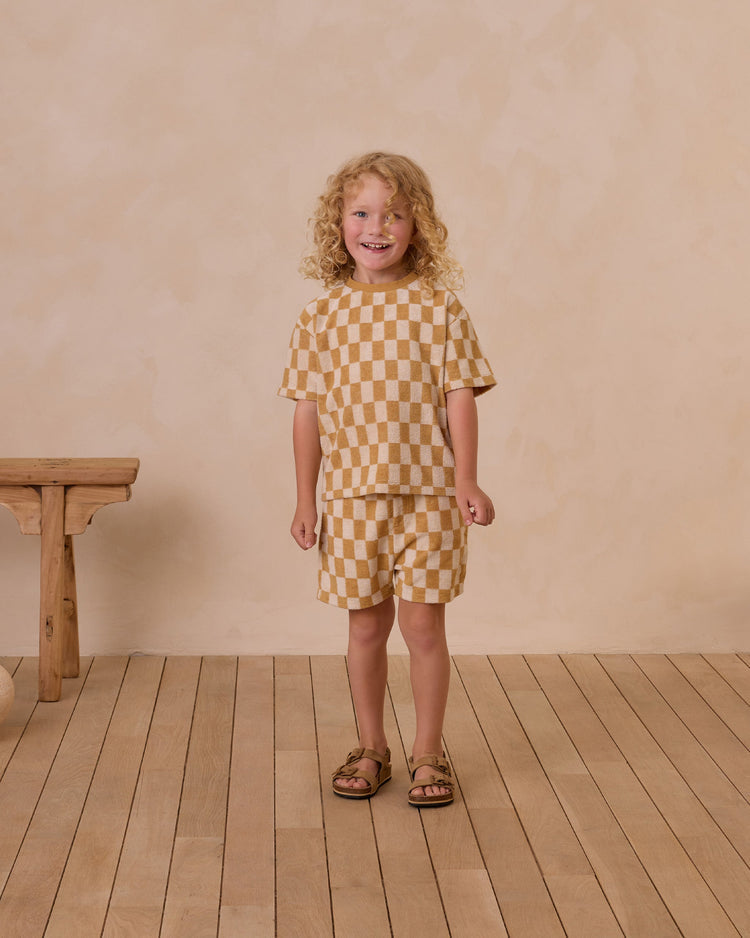 Rylee + Cru Terry Boys Short Marigold Check