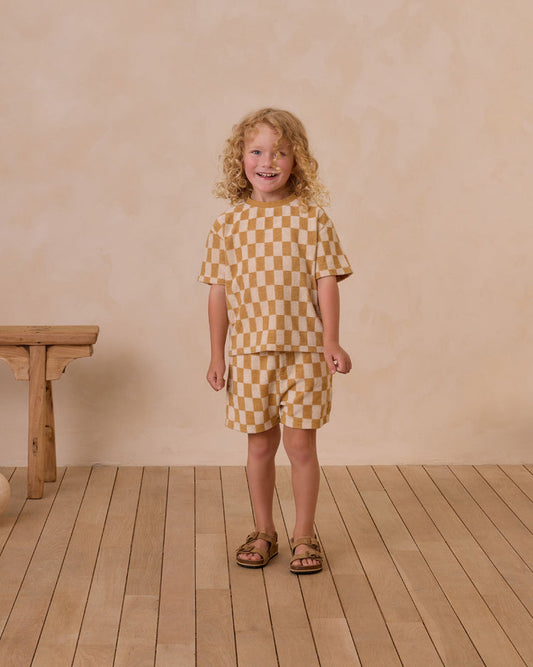 Rylee + Cru Terry Boys Short Marigold Check