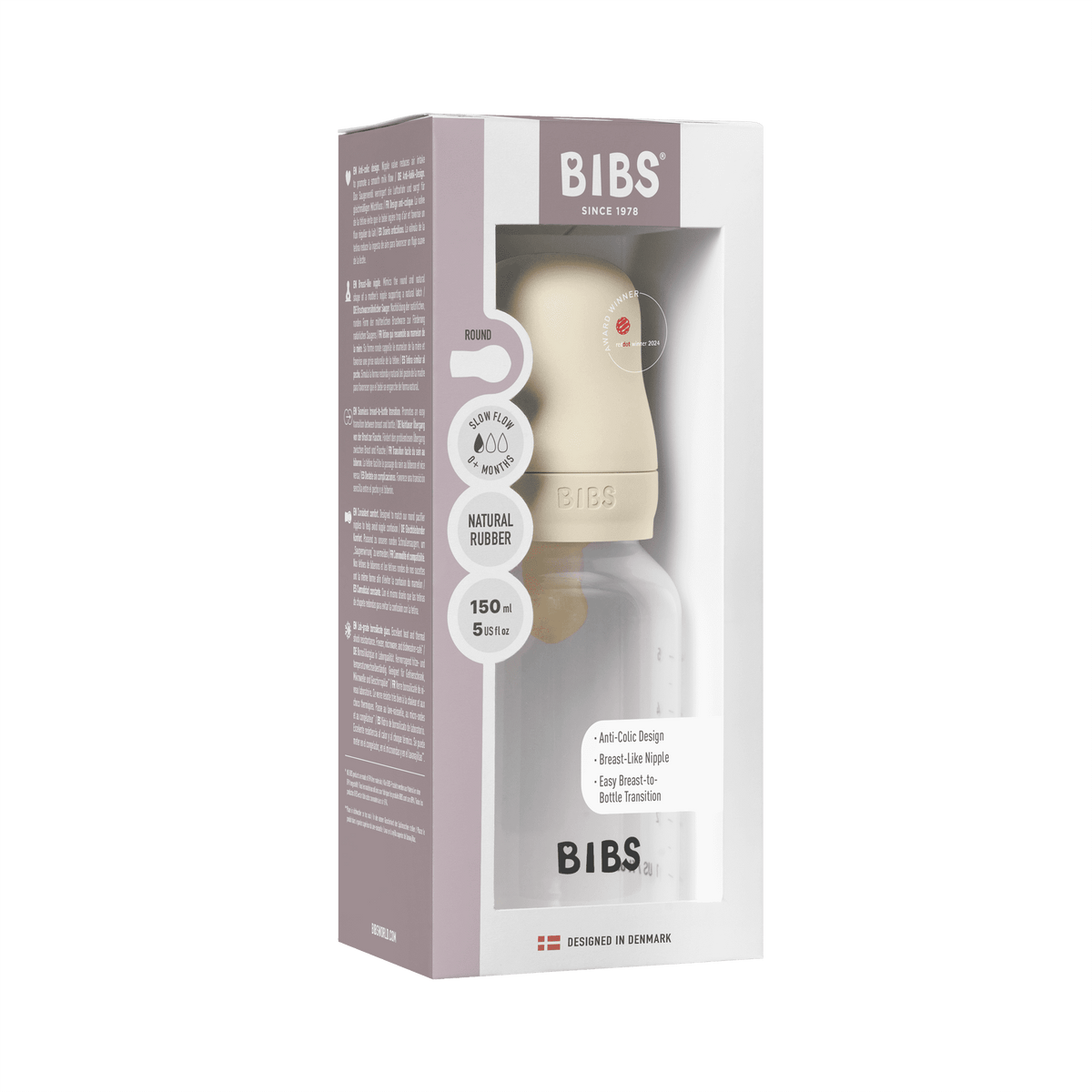 BIBS Dummies 150ml BPA free Plastic Bottle Set Ivory