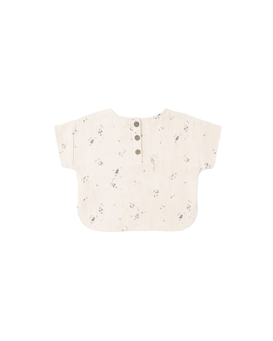 Quincy Mae Woven Boxy Top Space