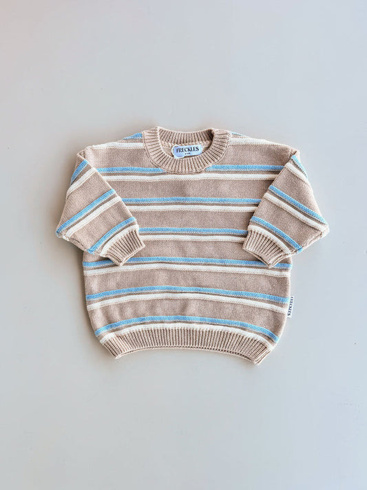 Freckles The Label Raised Stripe Knit Set Oat / Arctic / Snow