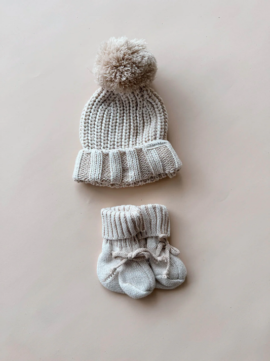 Freckles The Label Chunky Knit Booties Oat