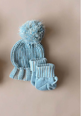 Freckles The Label Chunky Knit Booties Sky