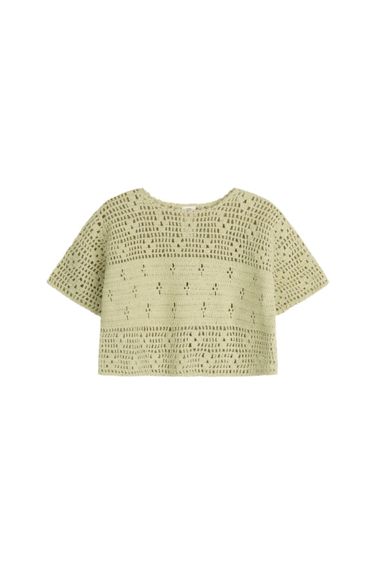 Illoura The Label Filet Crochet Crop Moss