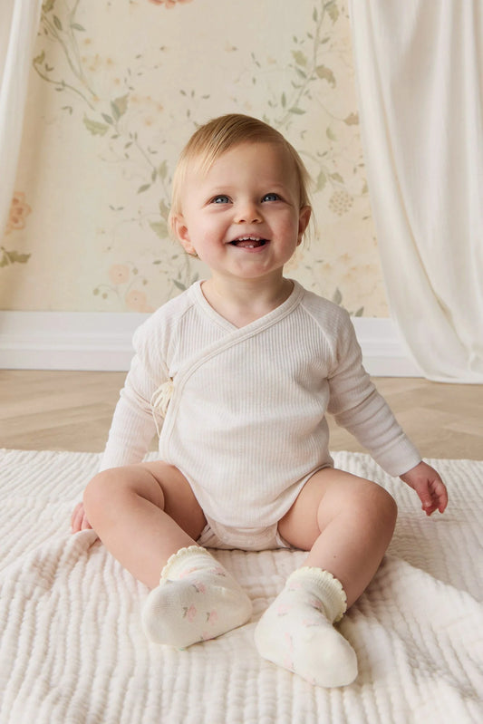 Jamie Kay Organic Cotton Modal Marina Long Sleeve Bodysuit Icing Marle