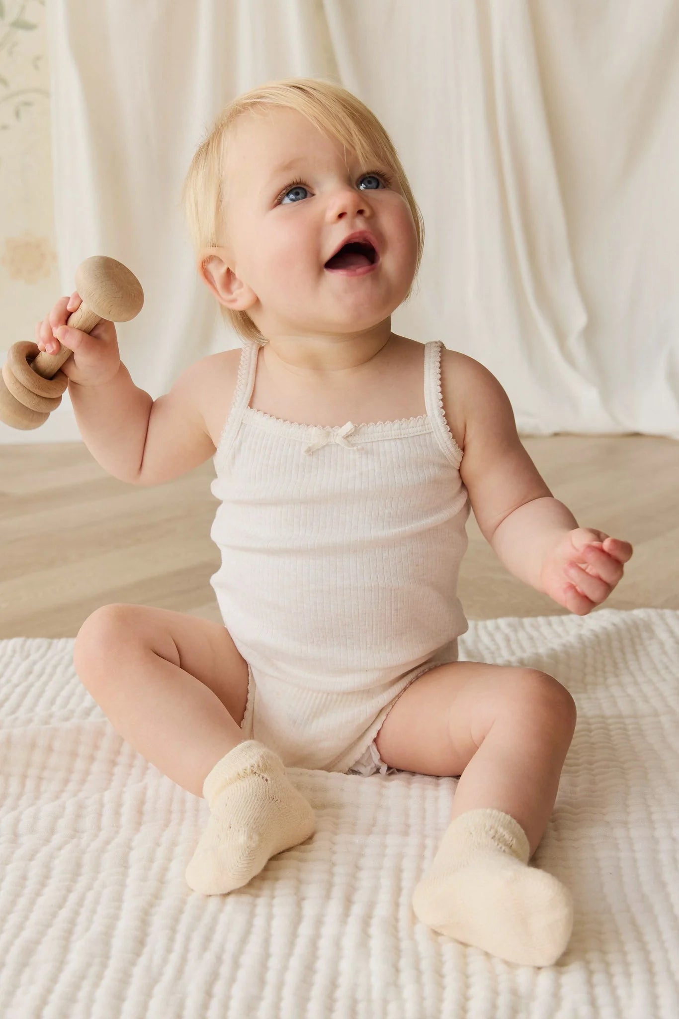 Jamie Kay Organic Cotton Modal Singlet Bodysuit Parchment