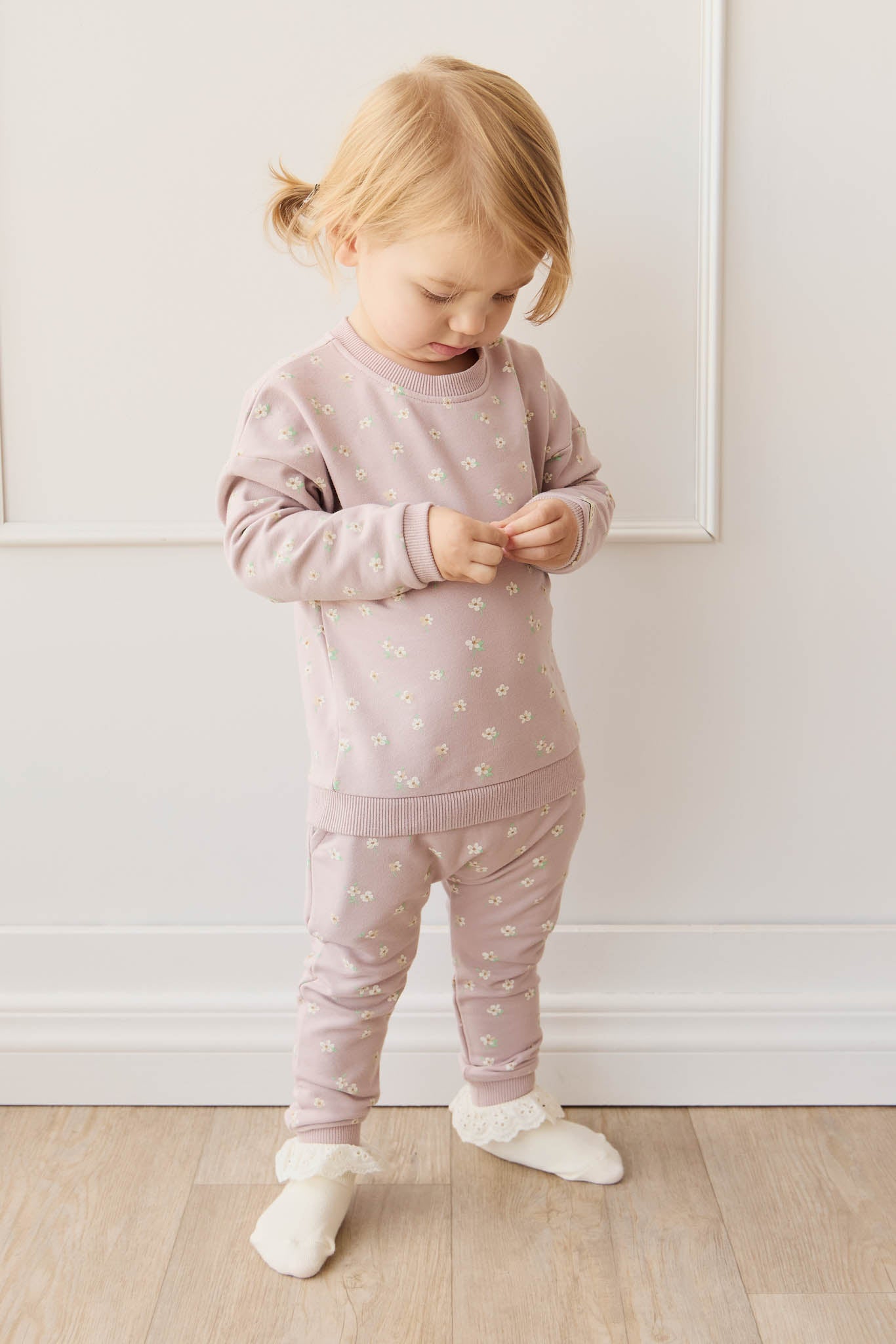 Jamie Kay Organic Cotton Morgan Track Pant Simple Flowers Lilac