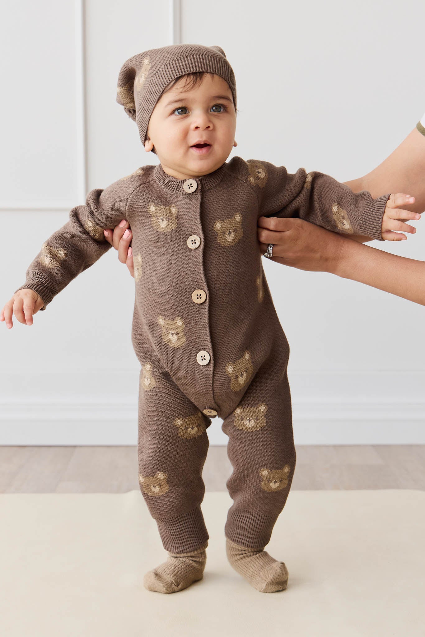 Jamie Kay Bobbie Bear Sock Jacquard Brownie